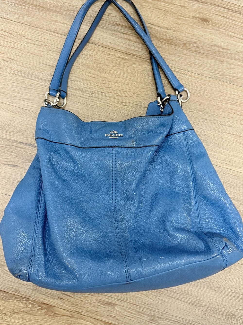 Y2K Coach Sky Blue Pebbled Leather Shoulder Bag
